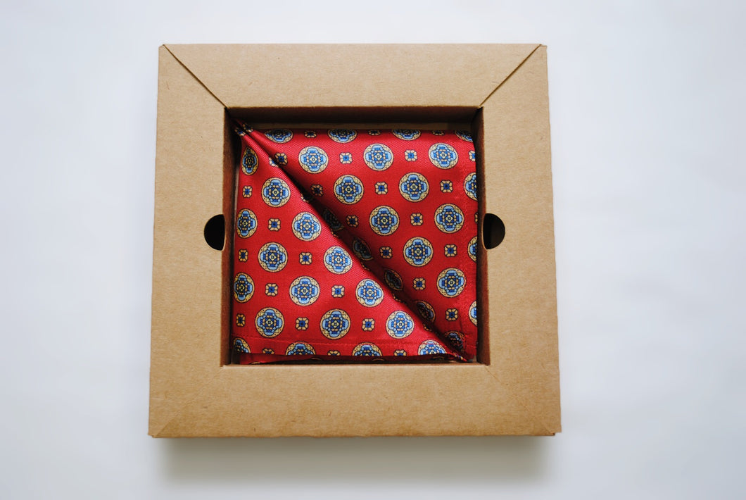 Red and Gold Spot Pocket Square
