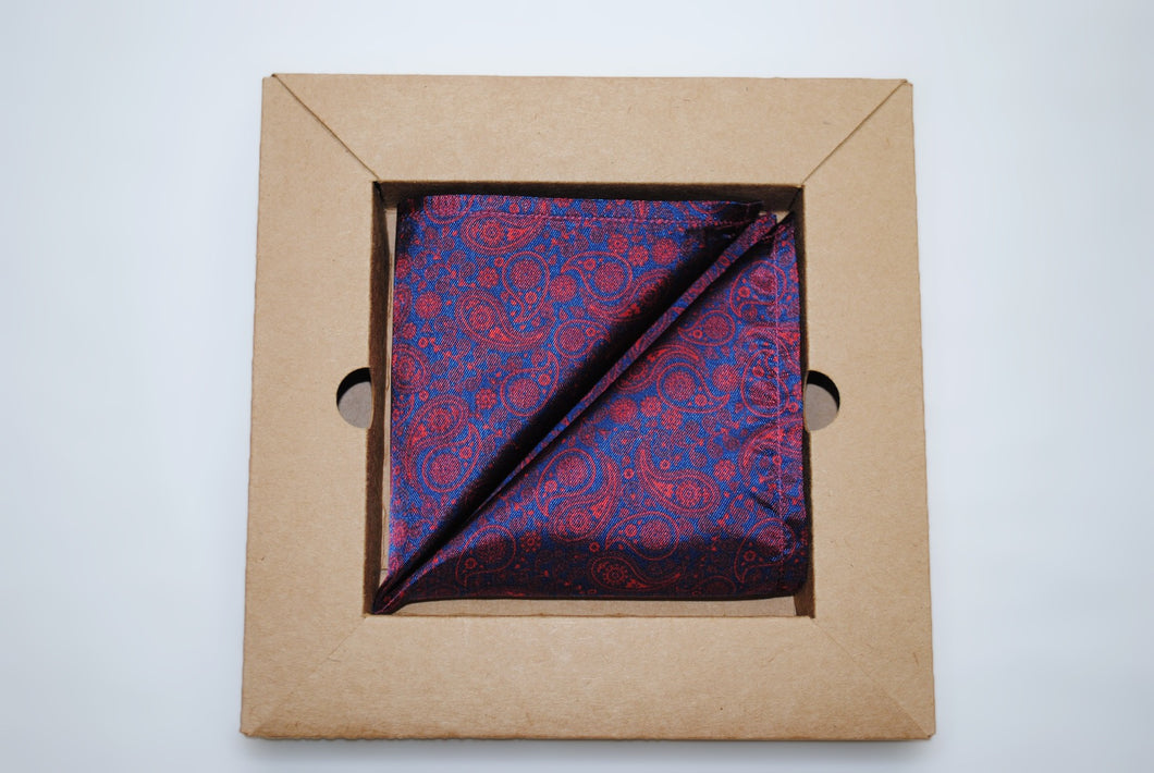 Purple and Red Paisley Pocket Square