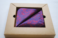Load image into Gallery viewer, Purple and Red Paisley Pocket Square
