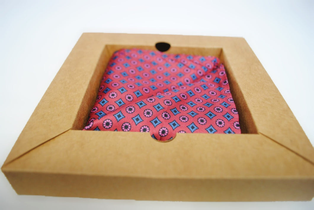 Pocket Square in Burgundy and Blue Pattern